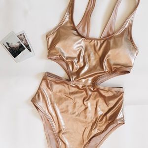 Aerie Rose Gold One-Piece Swim Suit - XS
